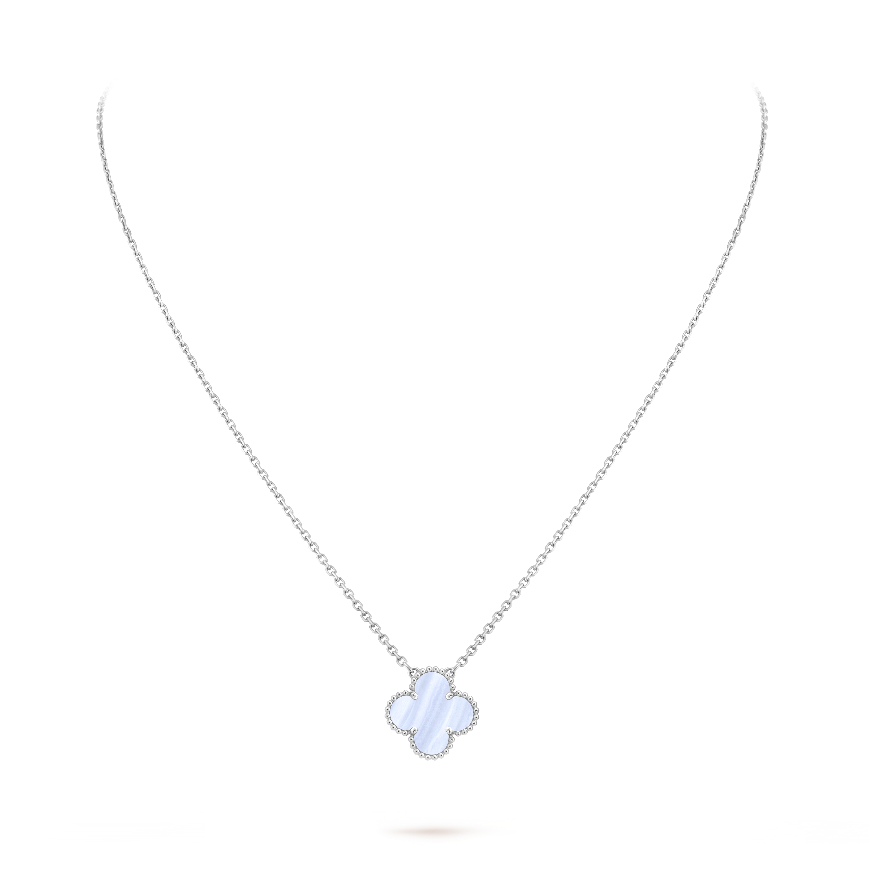 Vintage Alhambra吊墜, 18K白金, 玉髓:  1顆寶石, Three Fourth, Jewelry Pendent- Van Cleef & Arpels