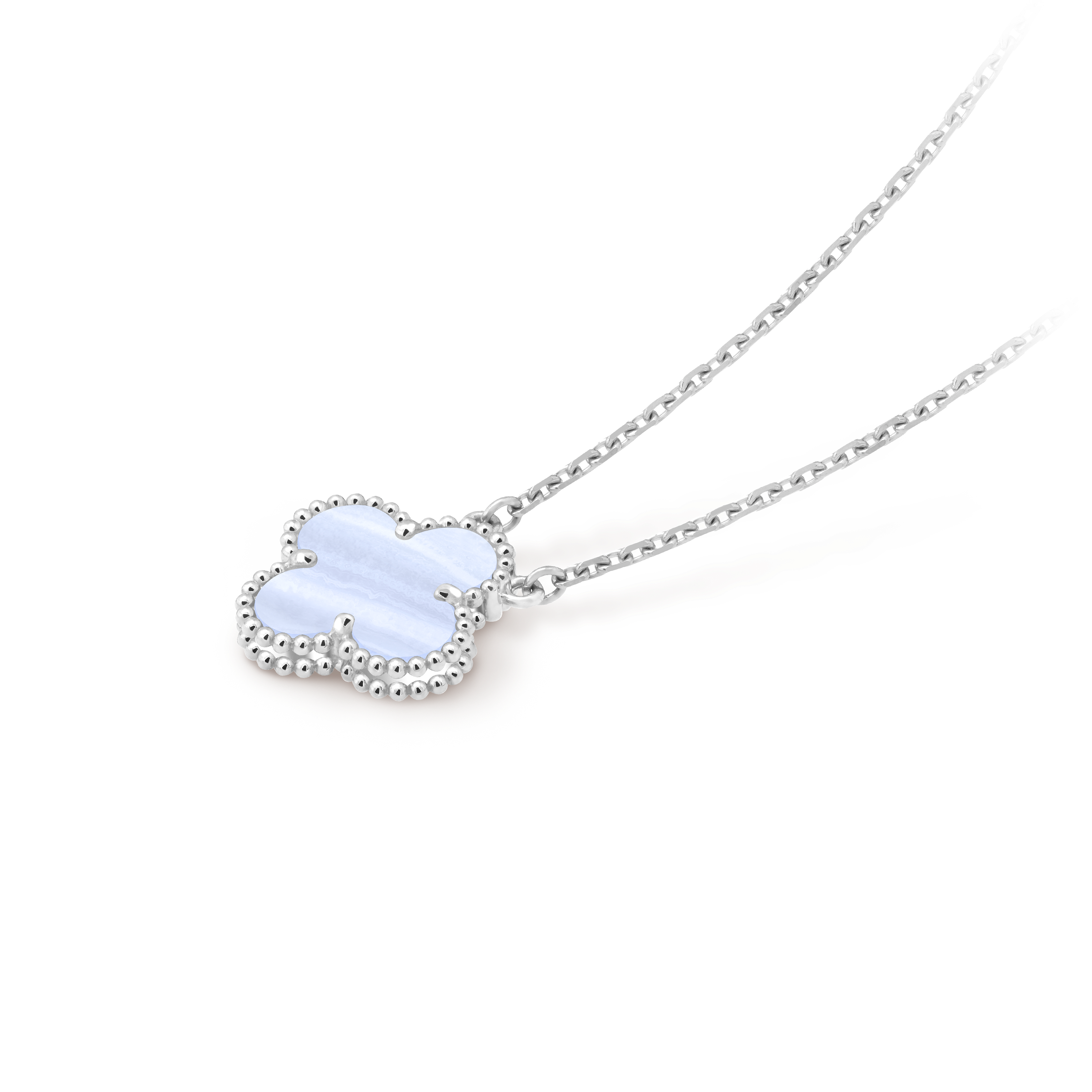 Vintage Alhambra吊墜, 18K白金, 玉髓:  1顆寶石, Back, Jewelry Pendent- Van Cleef & Arpels