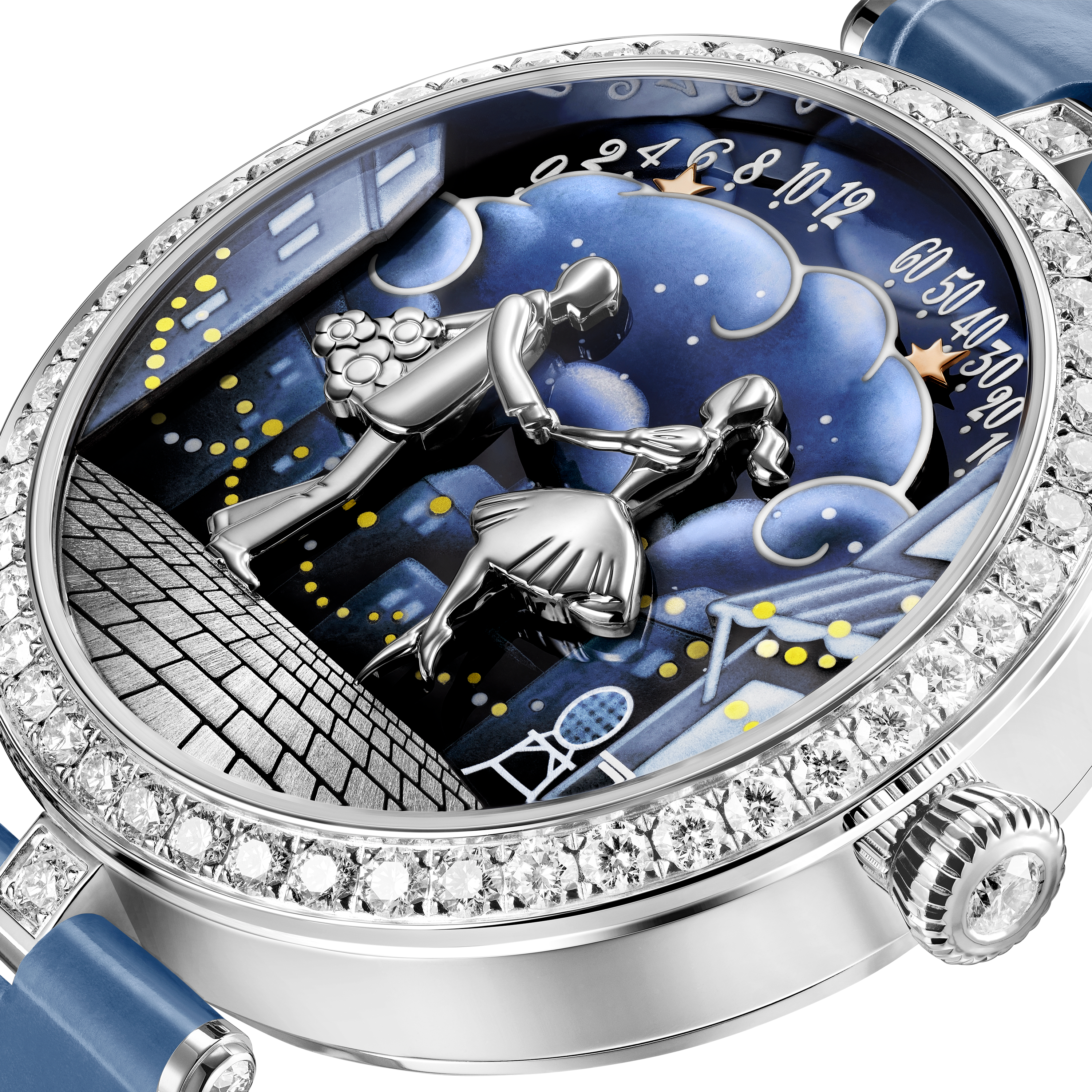 Lady Arpels Bal des Amoureux Automate watch, 18K white gold, Diamond:  122 stones,  2.82 carats, Three Fourth, Watch - Van Cleef & Arpels