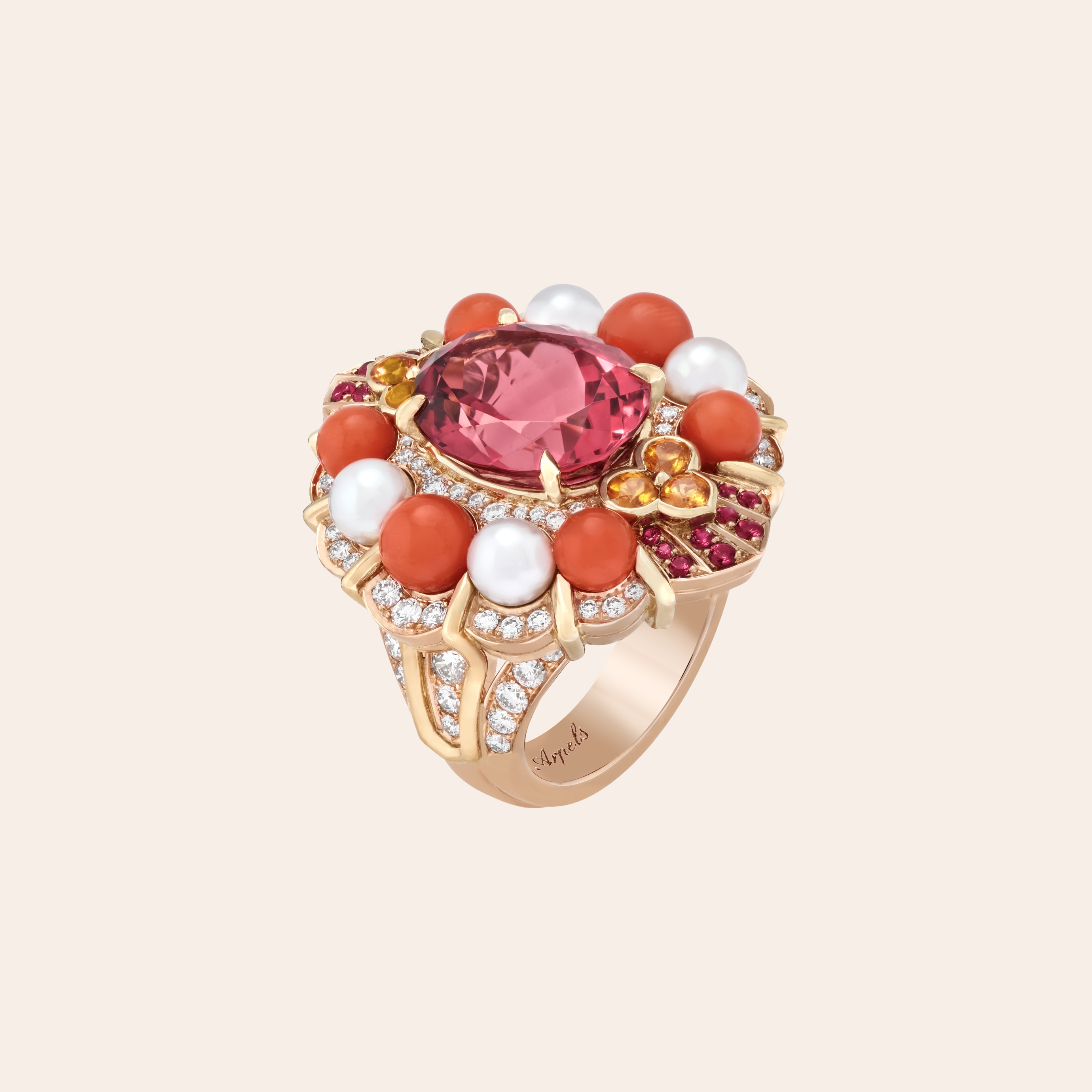 VAN CLEEF & ARPELS RUBELLITE TOURMALINE, SPINEL, DIAMOND AND GOLD