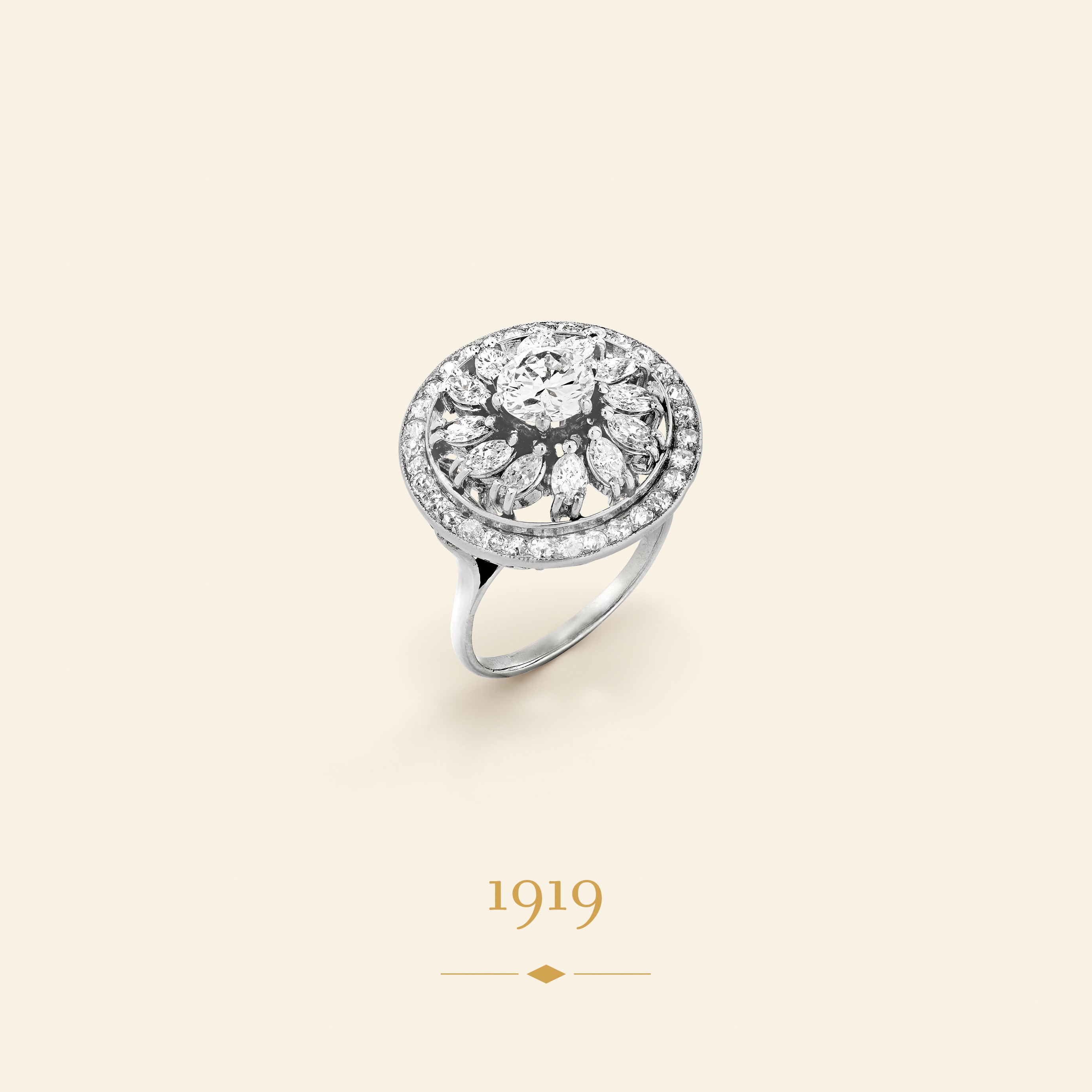 Ring, circa 1919. Platinum, diamonds. Van Cleef & Arpels Collection.