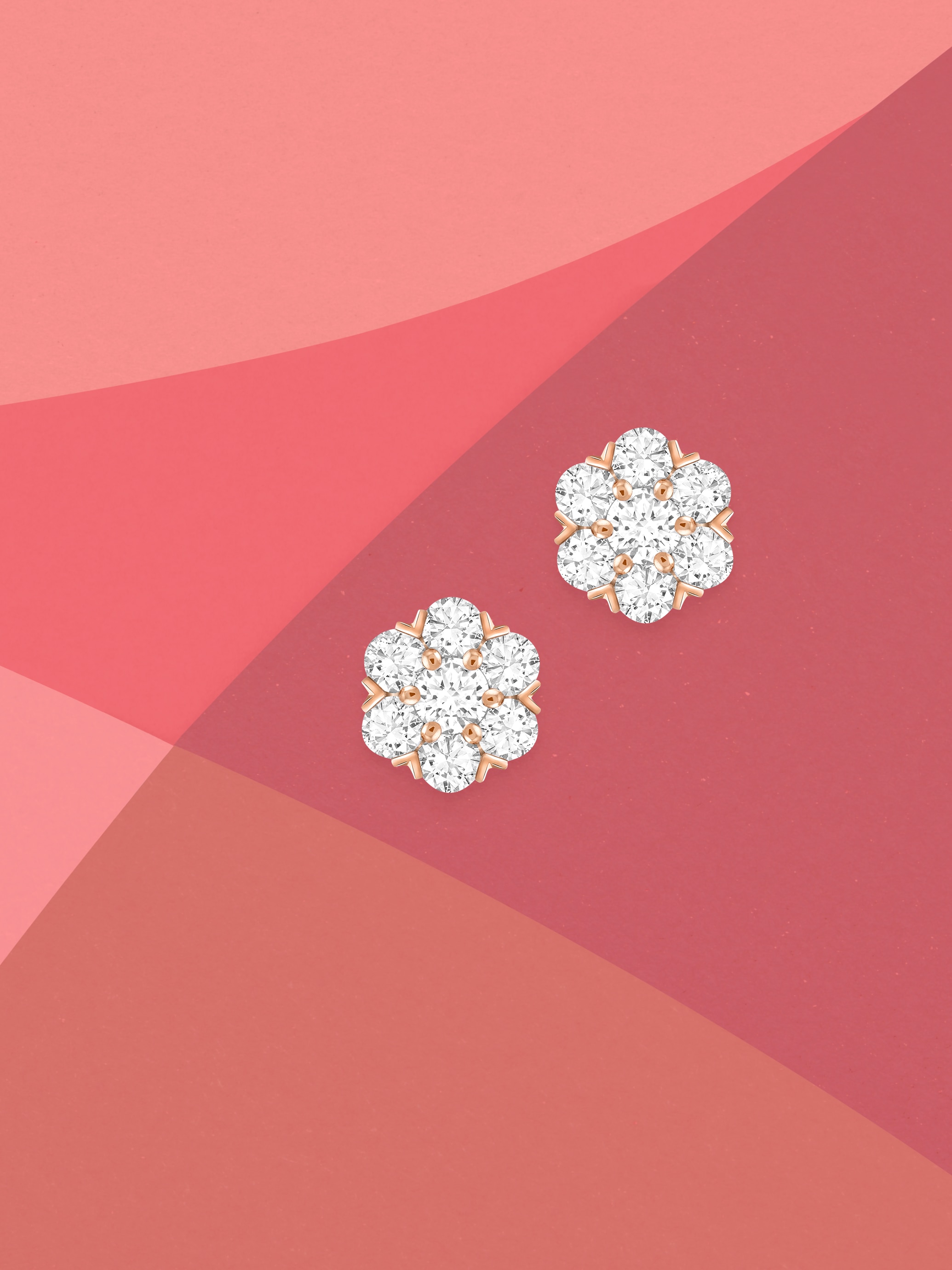 Color Blossom Earrings, Pink Gold, White Gold And Diamonds - Collections