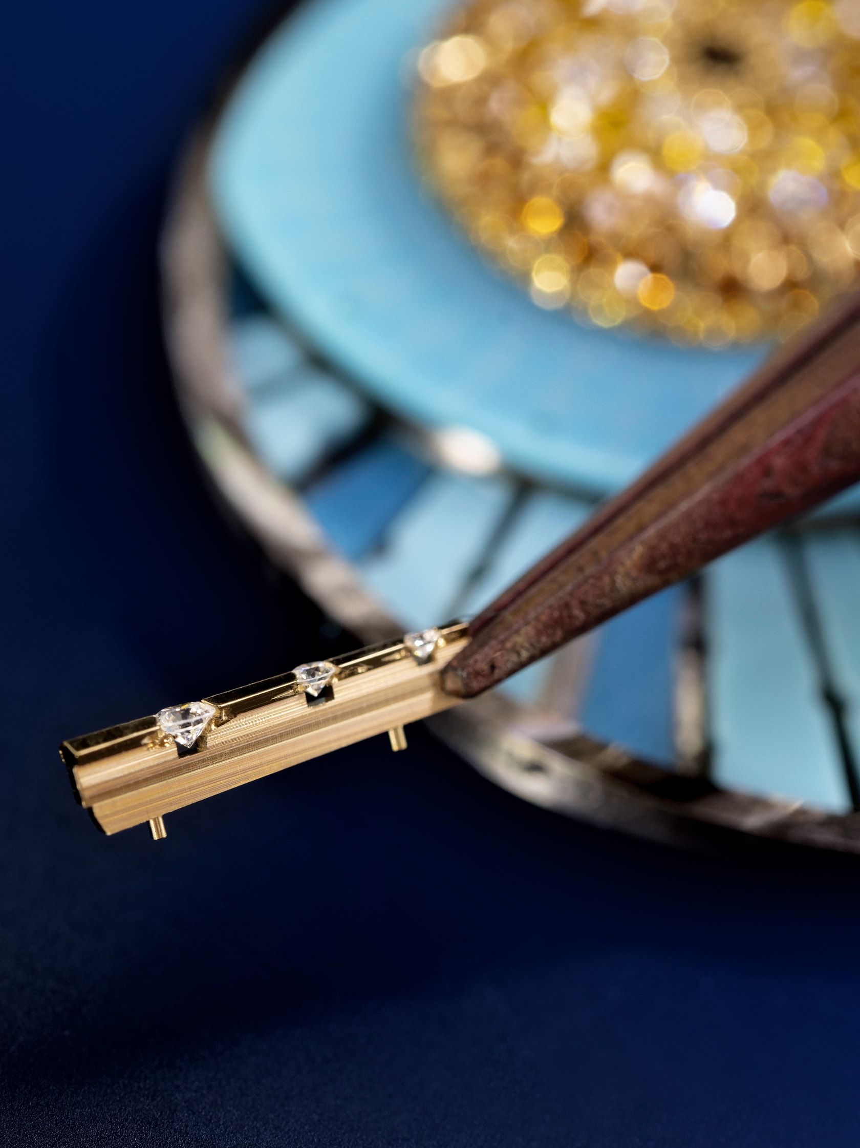 Turquoise marquetry. Lady Arpels Jour Enchanté watch, Extraordinary Dials™, Van Cleef & Arpels.